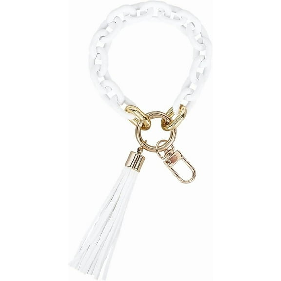 Chain Link Wristlet Keychain Chunky Wrist Key Chain Pink Acrylic 3.15" Boho Lanyard Bracelet Keyring Charm DIY