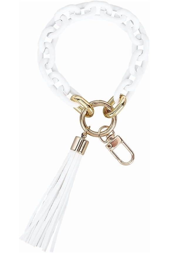 Chain Link Wristlet Keychain Chunky Wrist Key Chain Pink Acrylic 3.15" Boho Lanyard Bracelet Keyring Charm DIY