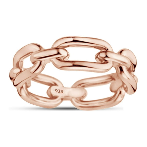 AFFY Chain Linked Design Band Rings For Womens Jewelry Gift In 14K Rose Gold Over Sterling Silver Ring Size-7
