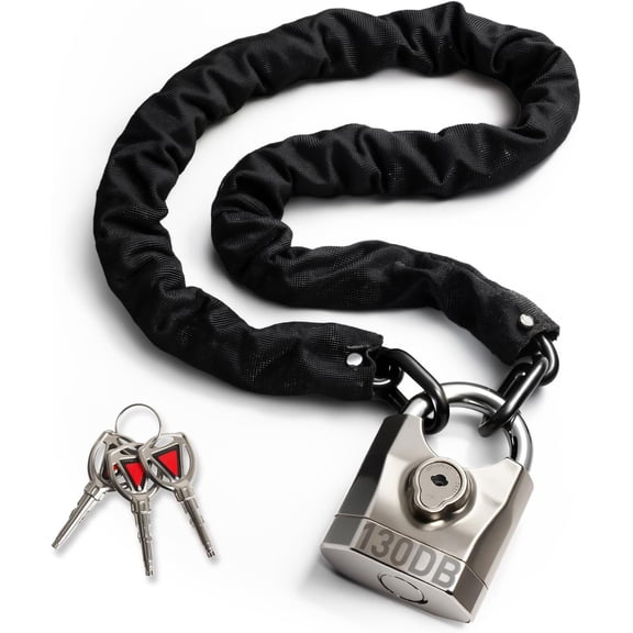 Chain Lock with 130dB, Heavy Duty Locks Anti 3.3FT, 8mm Hardened Steel Chain with Mini U Lock for , , Scooter, Gate