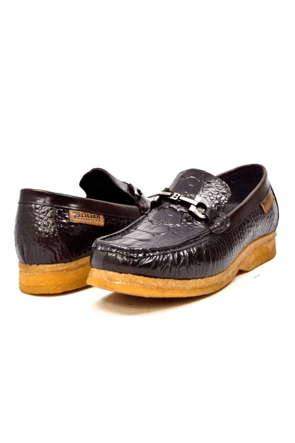 Chain Low Cut Stylish and Comfortable Crocodile Leather Shoes Slip-on with Crepe Sole