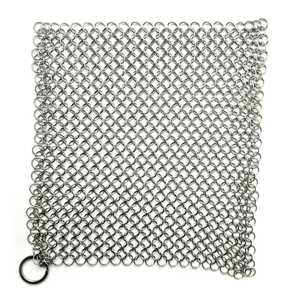 Chain Mail Scrubber by Crisbee - 316 Stainless Steel - Rust Resistant - Perfect for Cast Iron and Carbon Steel Cookware by Crisbee