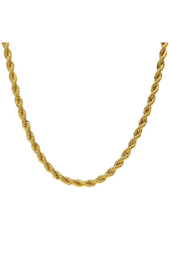 Chain Necklace, 10K Real Yellow Gold Solid 2mm, 18Inches, Rope