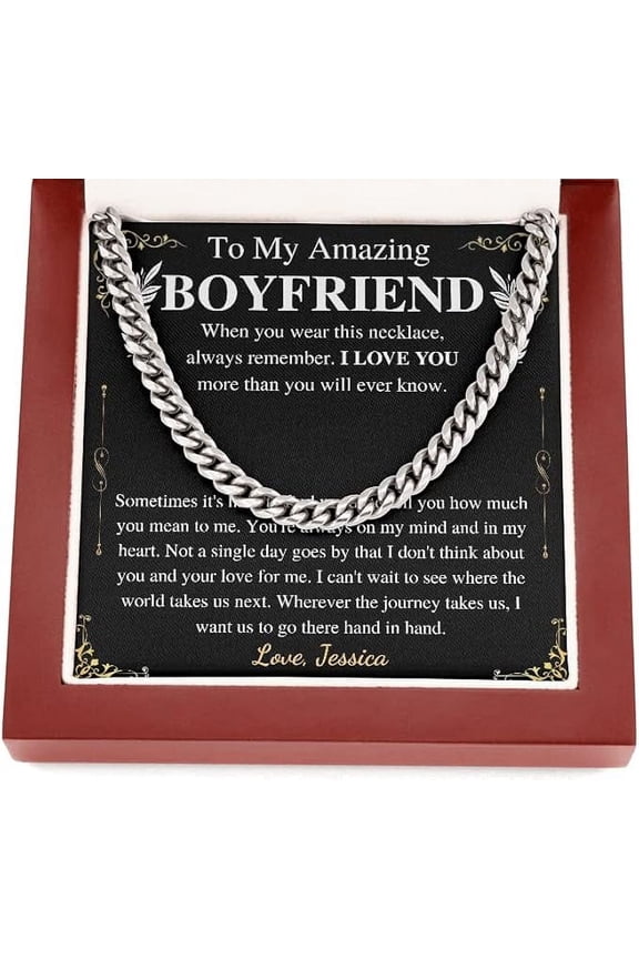 Chain Necklace For Anniversary to Boyfriend from Girlfriend with Personalized Message Card