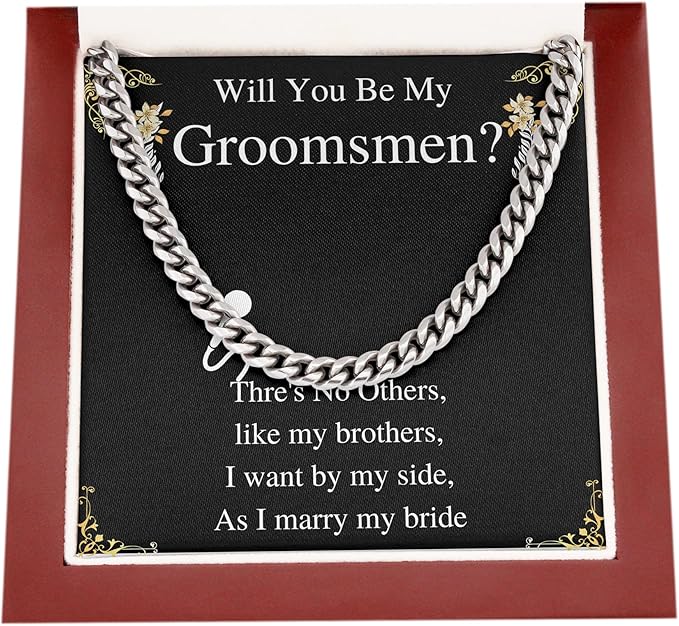 Chain Message Card Chain Necklace For Chain For Groomsmen from groom on Wedding day with ...