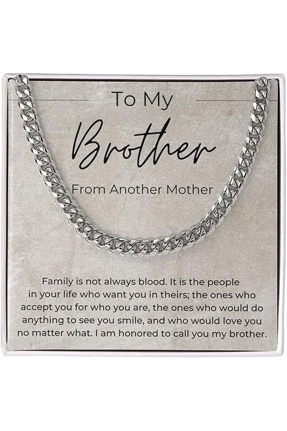 Chain Necklace for Step Brother from Step Sister, Birthday Gift for Him, Gift for Bonus Brother from Bonus Sister, Necklace with Message Card and Box