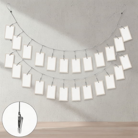 Chain Photo Clip Hanging Photo Display Wall Photo Display Metal Photo String with 12 Clips Wall-Mounted Picture Holder for Hanging Painting Photos Artworks (Silver Color)