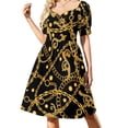 thumbnail image 1 of Chain Print Casual Dress Golden Design Korean Fashion Dresses Sexy V Neck Elegant Printed Dress 4XL 5XL, 1 of 7