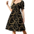 thumbnail image 1 of Chain Print Casual Dress Golden Design Korean Fashion Dresses Sexy V Neck Elegant Printed Dress 4XL 5XL, 1 of 7