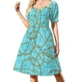 thumbnail image 1 of Chain Print Casual Dress Golden Design Korean Fashion Dresses Sexy V Neck Elegant Printed Dress 4XL 5XL, 1 of 7