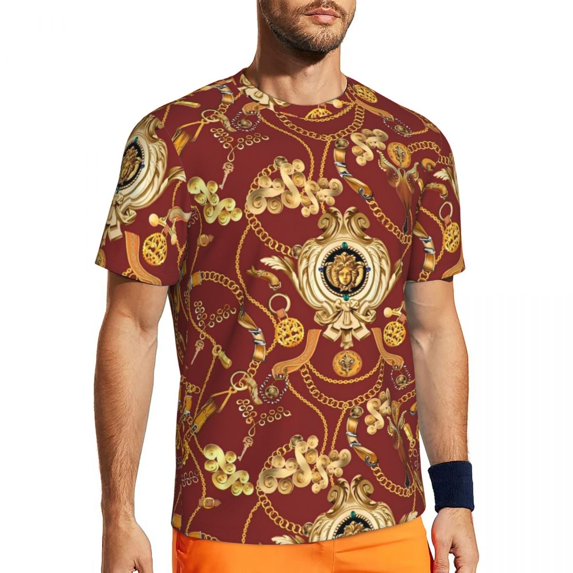 Chain Print Gym T Shirt Summer Golden Design Streetwear T Shirts Harajuku Tee Shirt For Me