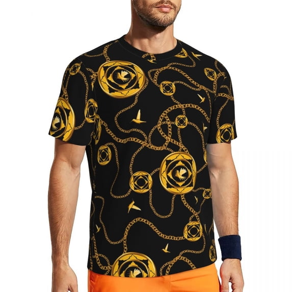 Chain Print Gym T Shirt Summer Golden Design Streetwear T Shirts Harajuku Tee Shirt For Me