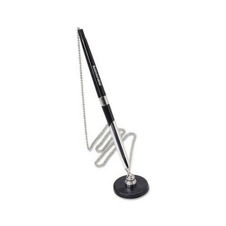 Chain-Riter Stick-On Antimicrobial Ballpoint Counter Pen 1mm, Blue Ink, Black Barrel