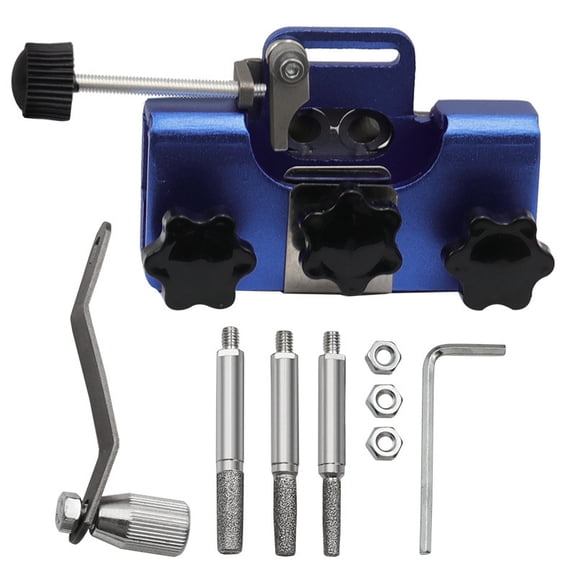 Chain Saw Sharpener Tool, Chain Saw Blade Sharpener,Chainsaw Sharpening Kit, Saw Sharpener for Chain Saw, Electric Saw, Garden Worker (with three grinding heads) - blue