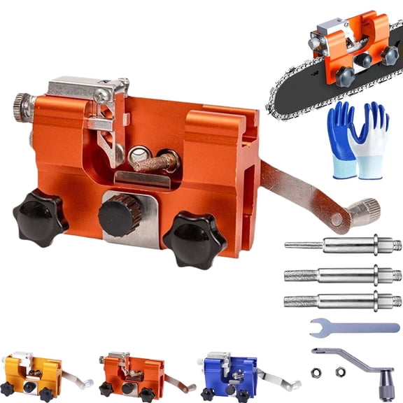 Chain Sharpener Tool, Universal Chainsaw Sharpener Jig Kit with 5 Grinding Rods, Portable Saw Chain Blade Sharpening Tool ﻿