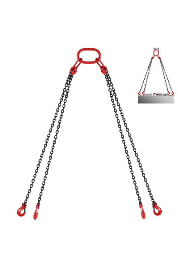 Chain Sling 5/16 inch x 10 ft, 11000 lbs Capacity, G80 Lifting Chains with Hooks - 4 Leg Engine Hoist Chain for Lifting & Moving