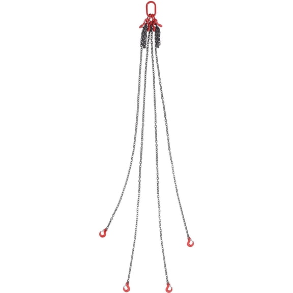 Chain Sling, 5/16 inch x 10 ft Lifting Chains with Hooks, G80 Engine Chain Hoist Lifts, 11000 lbs/5 Ton Lifting Sling Chains for Engine Hoist, Engine Lift Chain with 4 Leg Grab Hooks & Adjusters