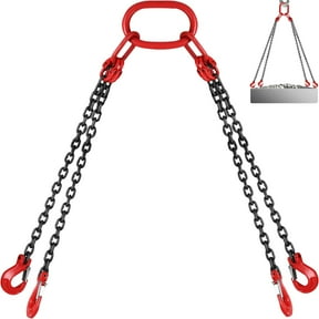 5/16 Inch x 5 Ft G80 Chain Sling with 4 Leg Grab Hooks, 11000 lbs Working Capacity Engine Lift Chain, Heavy Duty Lifting Sling for Hoists, Engines, Steel Beams, Farm Equipment and Rigging