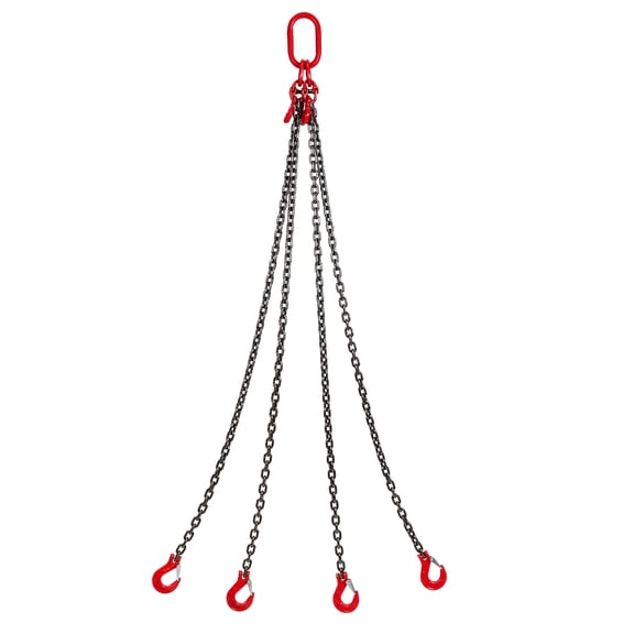 Chain Sling, 5/16" x 5 ft Lifting Chain with Hooks, 11000 lbs Lifting Sling Chain for Engine Hoist Lift, with 4 Leg Grab Hooks & Adjusters