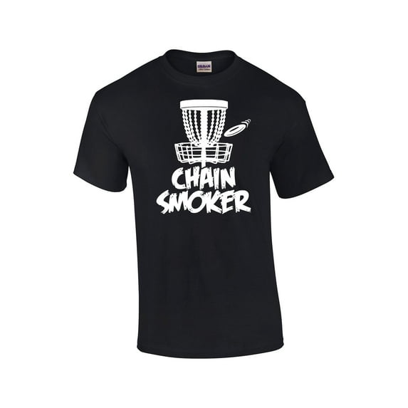 Chain Smoker Funny Disc Golf Tree Chains Mens Short Sleeve T-shirt Graphic Tee-Black-large