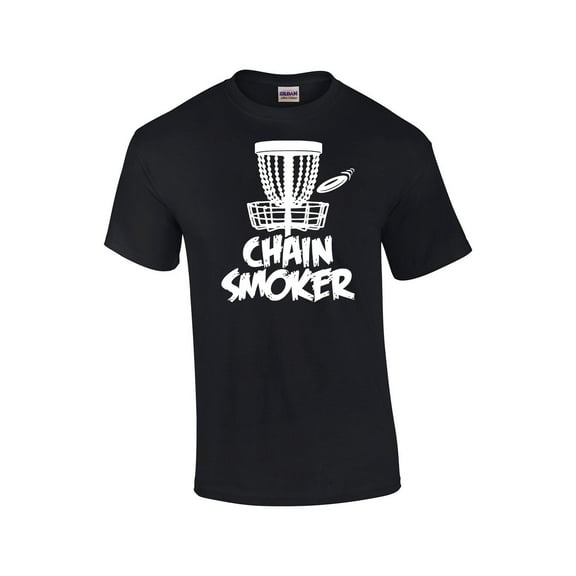 Chain Smoker Funny Disc Golf Tree Chains Mens Short Sleeve T-shirt Graphic Tee-Black-medium
