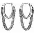 thumbnail image 1 of Chain Tassel Round Dangle Hoop Earrings for Women Stainless Steel Huggie Hoops Earrings Geometric Thick Chains Dangling Charm Hinged Earrings Jewelry, 1 of 12