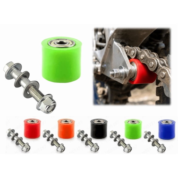 Chain Tensioner Roller, Smooth Rotation Chain Tension Pulley, Complete Hardware Kit Included for Dirt Bike Pit Bike Motorcycle Bicycle Chain Tension Regulation (Green)