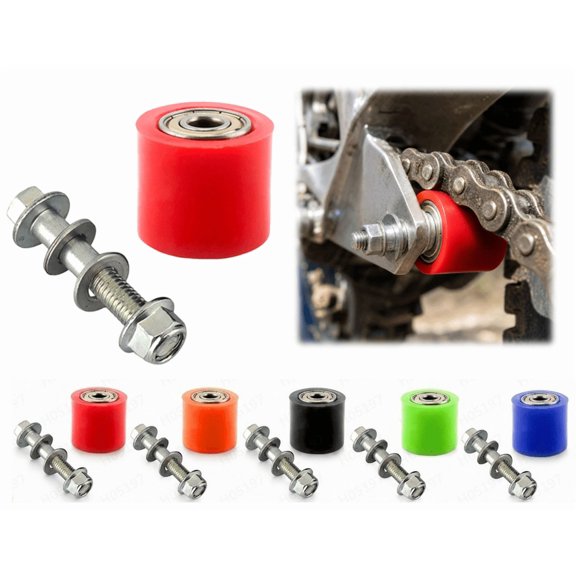 Chain Tensioner Roller, Smooth Rotation Chain Tension Pulley, Complete Hardware Kit Included for Dirt Bike Pit Bike Motorcycle Bicycle Chain Tension Regulation (Red)
