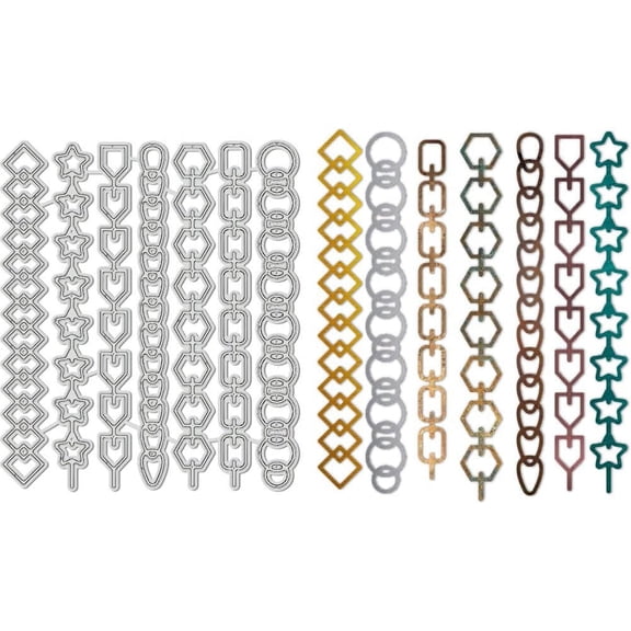 Chain Theme Cutting Dies Diamond Rectangle Star Circular Chains Die Cuts for Card Making DIY Scrapbooking Photo Album Decorative Embossing Paper Card Mixed Color