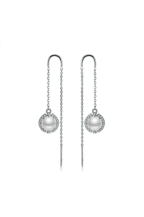 Chain Threader Dangle Earrings for Women Gemstone Sterling Silver Ginger Lyne Collection