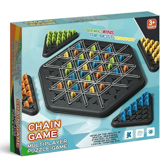 Chain Triangle Chess Game, Chain Chess Desktop Puzzle Interactive Game for Kids Adult Family Party(Black)