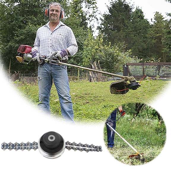 Chain Trimmer Head Replacement Universal Chainsaw Trimmer Head Metal Brush Cutter Attachment Durable Garden Clearing Tool for String Trimmers Yard Grass Weed Cutting
