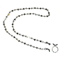 Chain Women's Beaded Eyeglass Holder 28" on 19 Strand Wire, Around Neck to Hold Eyewear or Sunglasses, Chain, Cord, Leash (Hematite Chain)