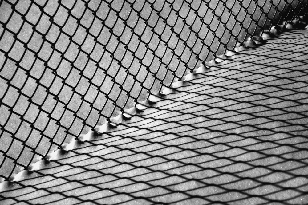Chain link fence and shadow on snow Waterloo Quebec Canada Canvas Art - David Chapman Design Pics (38 x 24)