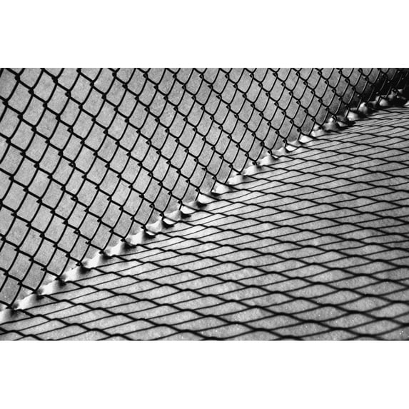 Chain link fence and shadow on snow; Waterloo Quebec Canada Poster Print