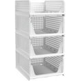 thumbnail image 1 of Triani 4Pcs Stackable Plastic Storage Basket Foldable Closet Organizers and Storage Bins Drawer Shelf Storage Container Push-pull Clothes Organizer Shelf for Bedroom Office, 1 of 8