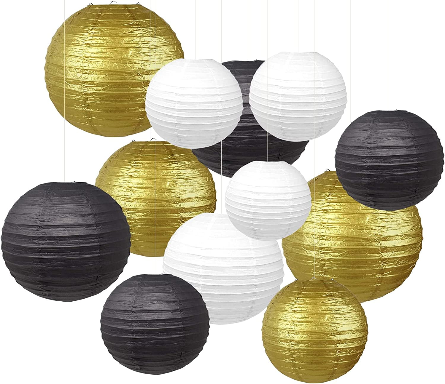 ChainPlus Gradient Round Paper Lanterns, 12 Pack, Assorted Sizes ...