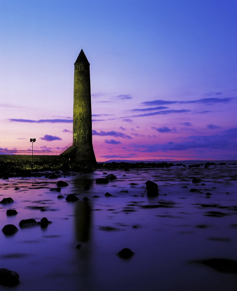Chaine Memorial Tower Larne Harbour Larne Co Antrim Ireland Replica Of A Round Tower Built As A Memorial To James Chaine In 1888 Canvas Art - The Irish Image Collection Design Pics (26 x 32)