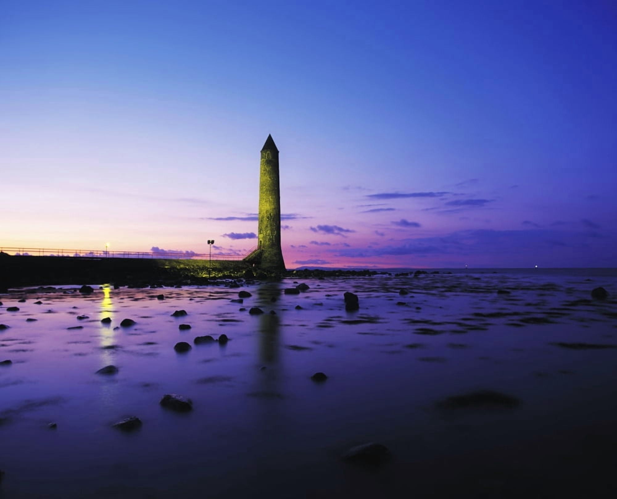 Chaine Memorial Tower Larne Harbour Larne Co Antrim Ireland Replica Of A Round Tower Built As A Memorial To James Chaine In 1888 Canvas Art - The Irish Image Collection Design Pics (32 x 26)