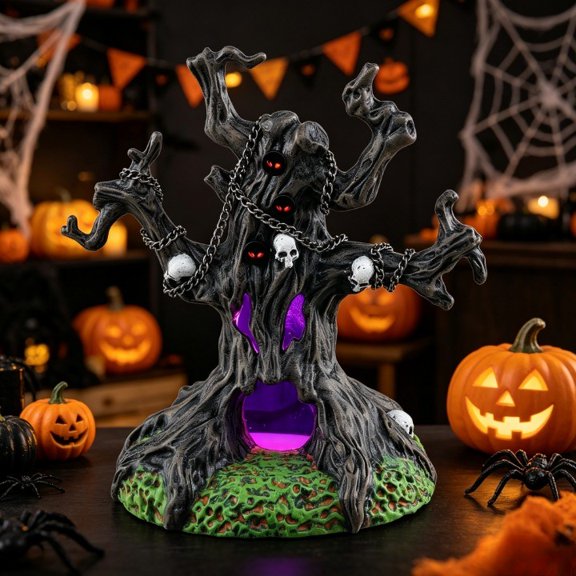 Chained Spooky Tree Battery-Operated Table Accent, Lemax Collectable Halloween Village Decor with On/Off Switch, Spooky Town Tabletop Decoration for Seasonal Displays (1pc)