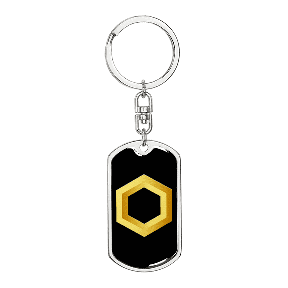 Chainlink Token Gold Crypto Cryptocurrency Stainless Steel or 18k Gold Premium Swivel Dog Tag Keychain