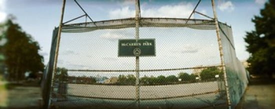 Chainlink fence in a public park McCarren Park Greenpoint Brooklyn New York City New York State USA Canvas Art - Panoramic Images (15 x 6)