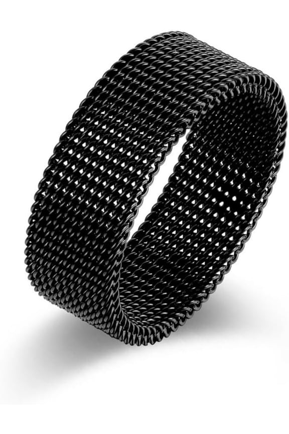 Chainmail Fidget Ring 4g Lightweight Titanium Steel Bendable Metal Woven Band | Silver/Black/Gold 8mm Unisex Ring