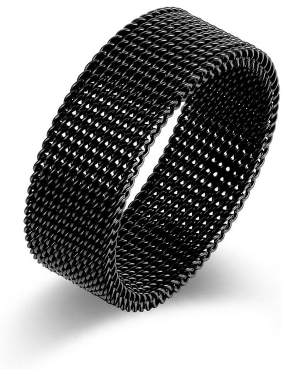 Chainmail Fidget Ring 4g Lightweight Titanium Steel Bendable Metal Woven Band | Silver/Black/Gold 8mm Unisex Ring