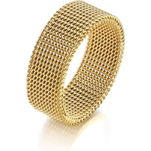 Chainmail Fidget Ring 4g Lightweight Titanium Steel Bendable Metal Woven Band | Silver/Black/Gold 8mm Unisex Ring