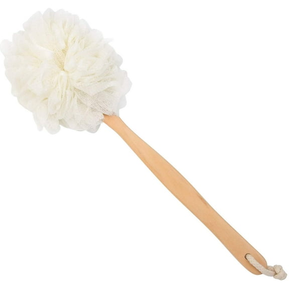 Chainplus 1 Pack Large Bath Puff Loofah Sponge With Long Handle Shower Loofah, Bath Body Back Brush, Spa Brush for Women and Men(White)