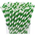 thumbnail image 1 of Chainplus 100 Biodegradable Paper Straws - Durable & Eco-Friendly in Stripes Straws - Forest Green Drinking Straws & Party Decoration Supplies, 1 of 8
