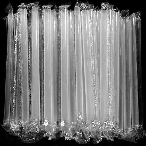 Chainplus 100 PCS Clear Plastic Boba Straws, 0.43" Wide X 9.45" Long Disposable Jumbo Smoothie Straws for Bubble Tea, Shakes, Popping Pearls