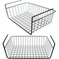 thumbnail image 1 of Chainplus 2 Pack Under Shelf Wire Basket Hanging Storage Baskets, Under Cabinet Add-on Storage Racks Slide-in Baskets Organizer for Kitchen Pantry Desk Bookshelf - White, 1 of 5