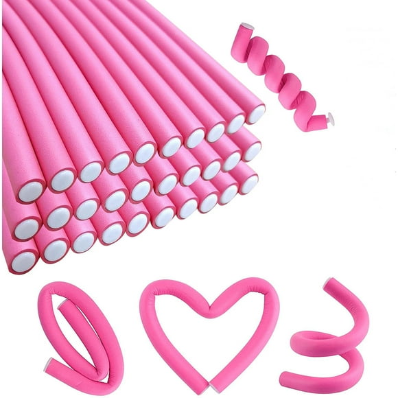 Chainplus 20-pack Salon Heatless Flexible Hair Rollers Curlers 9.45" Soft Foam Flexi Twist Curling Rods for Short Long Hair